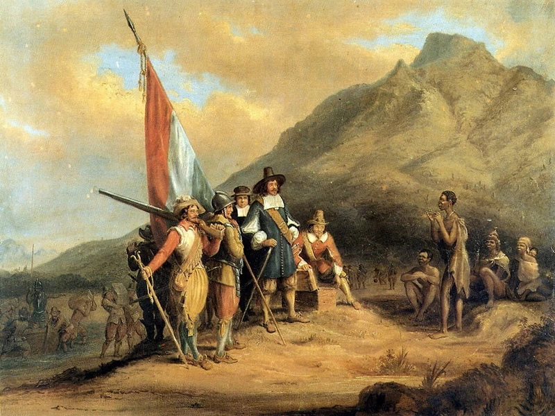 1813-Charles Davidson Bell - Sbarco di van Riebeeck al Capo di Buona Speranza nel 1652